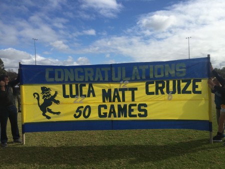 Celebrating the 50 Game Milestone of Luca Villella, Matthew Egan and Cruize Hollingdale. Congratulations boys. 